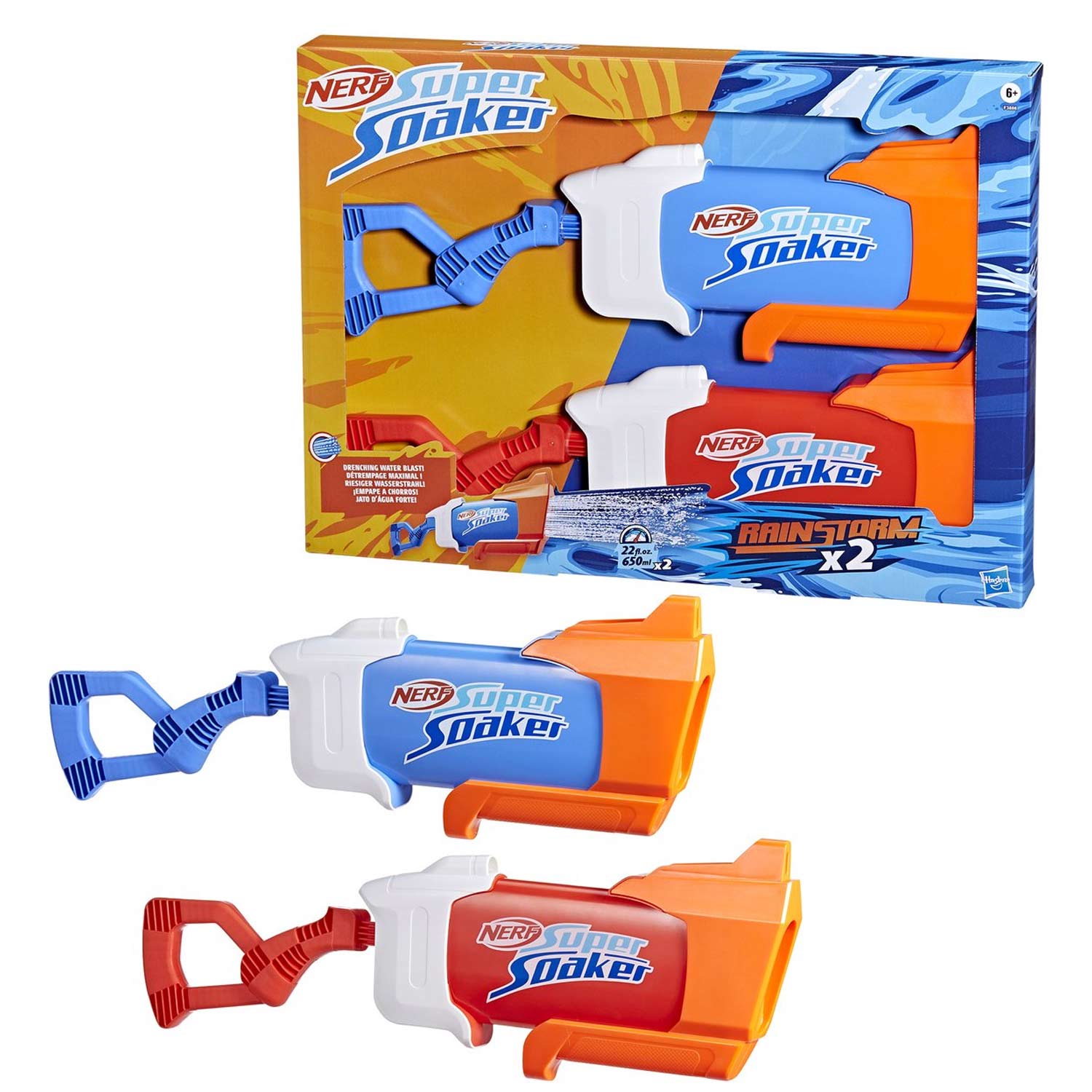 NERF Super Soaker Rainstorm Water Blaster - Blue/Red - 650 ml - 2 pcs - photo 3