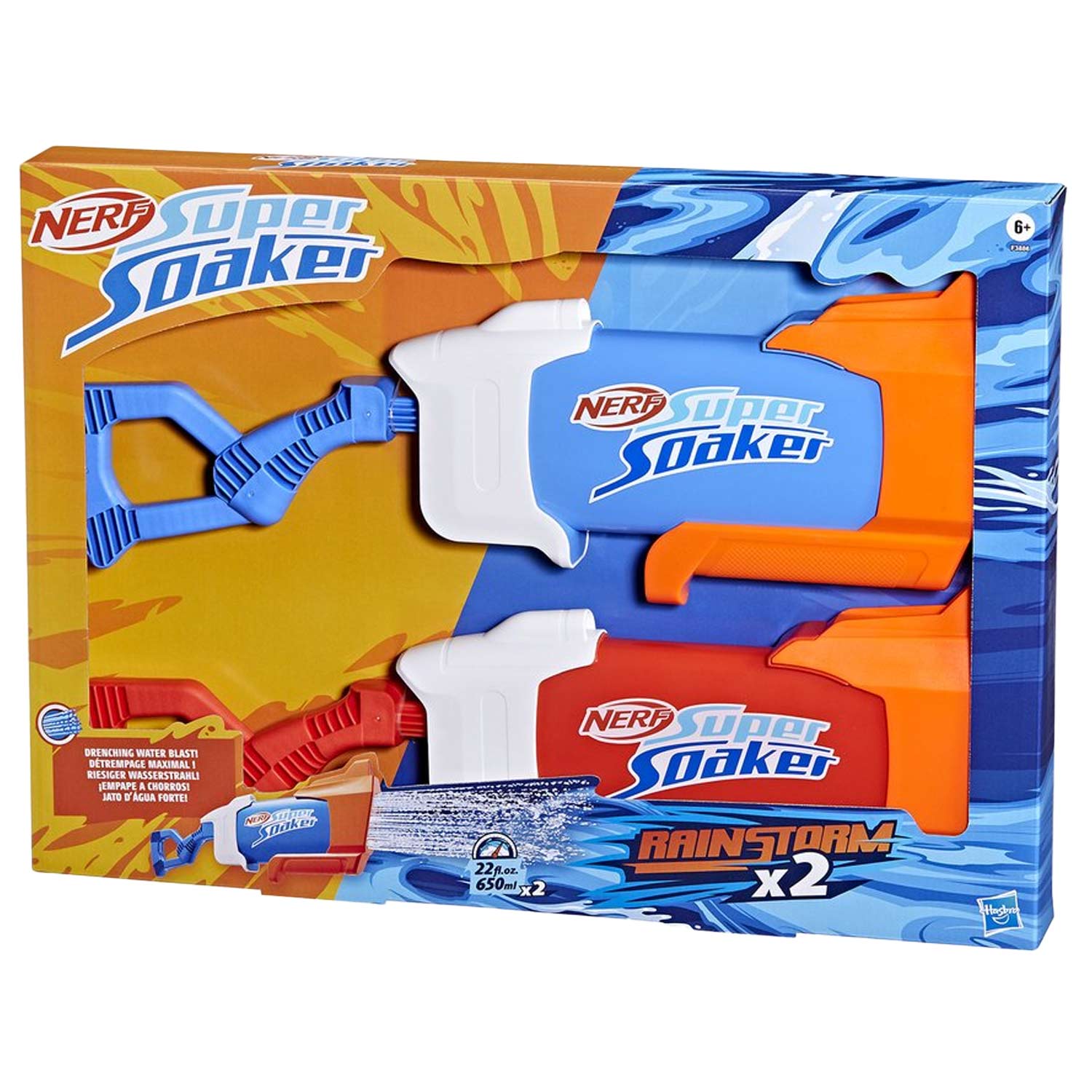 NERF Super Soaker Rainstorm Water Blaster - Blue/Red - 650 ml - 2 pcs